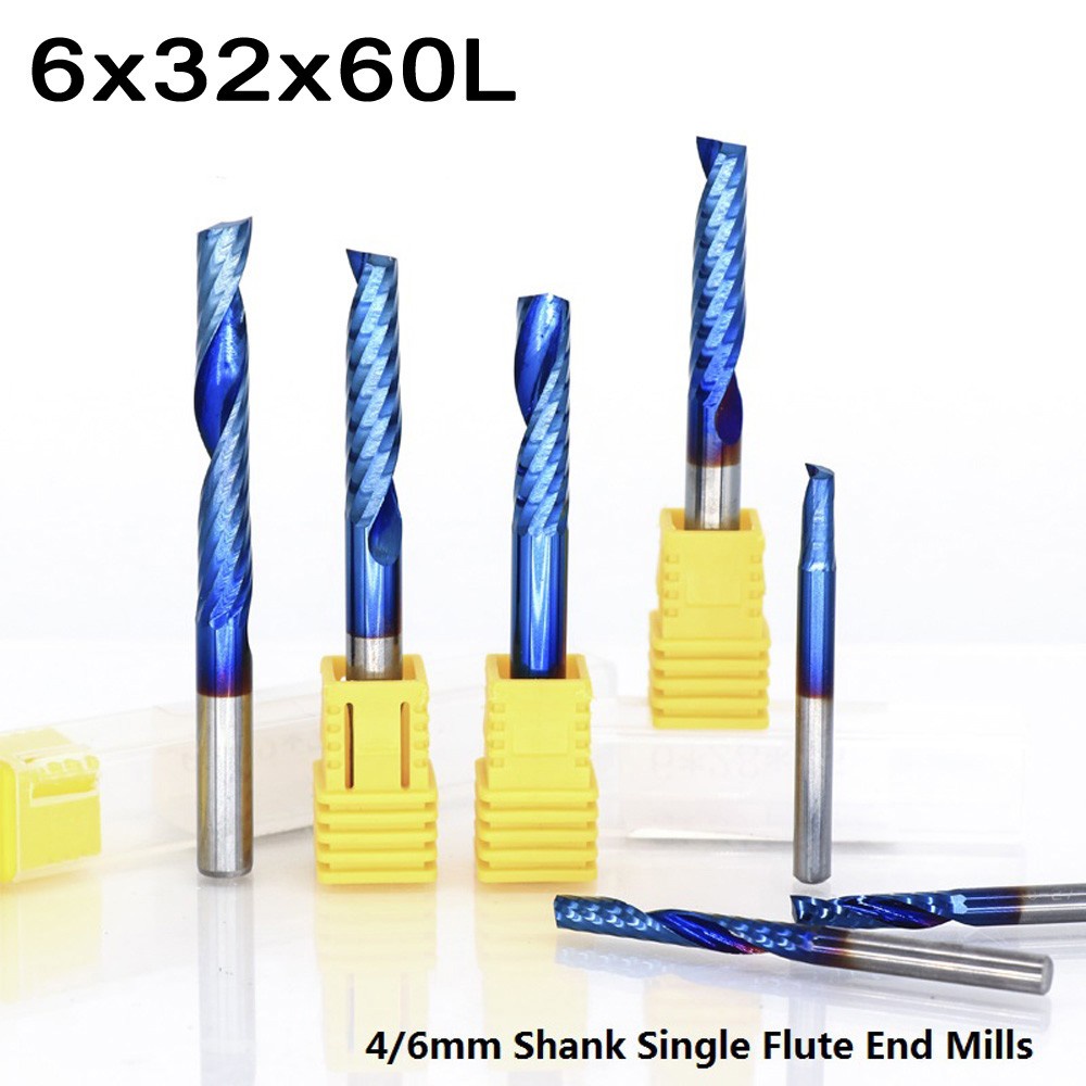 Mũi Phay CNC Phủ Xanh Dương 4 / 6mm Chuyên Dụng