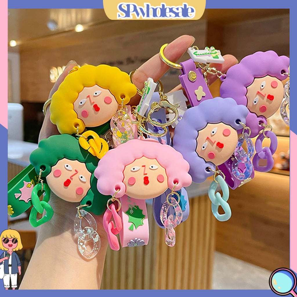 &lt;SPwholesale&gt; Móc Khóa Hình Búp Bê Cô Hầu Gái Hoạt Hình 3D Bằng Silicon