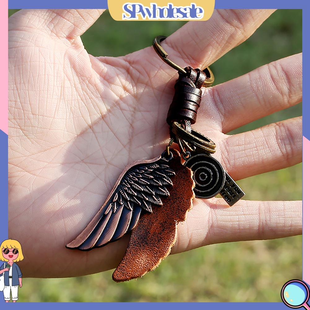 <SPwholesale> Móc Khóa Da Bò Mặt Hình Cánh Bướm / Lá Phong Cách Vintage
