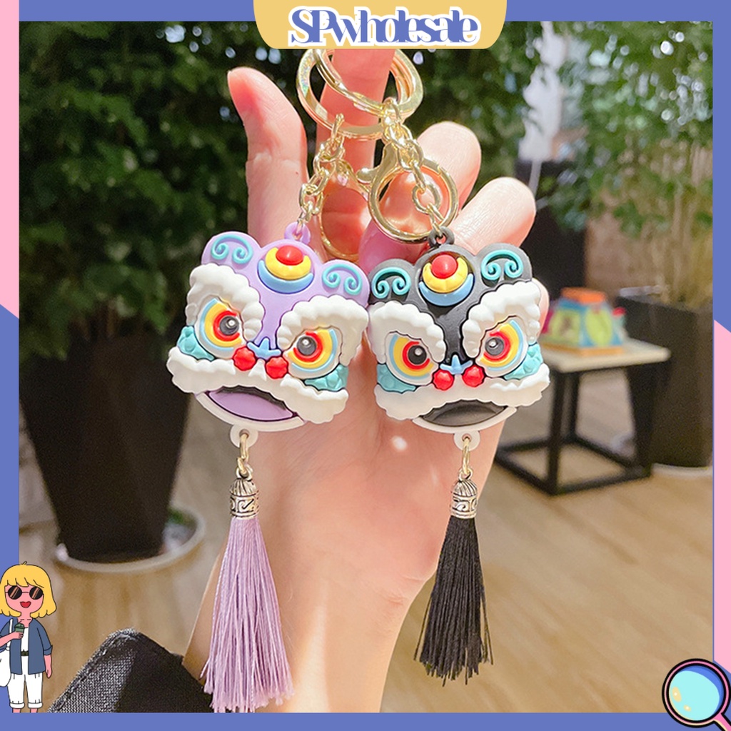 <SPwholesale> Móc Khóa Hình Sư Tử Tua Rua Dễ Thương Phong Cách Trung Hoa Cho Túi Xách Tay