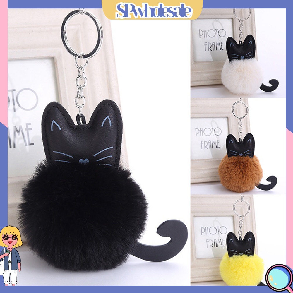 <SPwholesale> Móc Khóa Hình Mèo Phối Lông Nhân Tạo Thời Trang