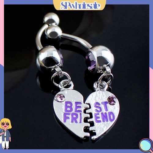 &lt;SPwholesale&gt; 1 Cặp Khuyên Rốn Hình Trái Tim Bằng Thép Không Gỉ