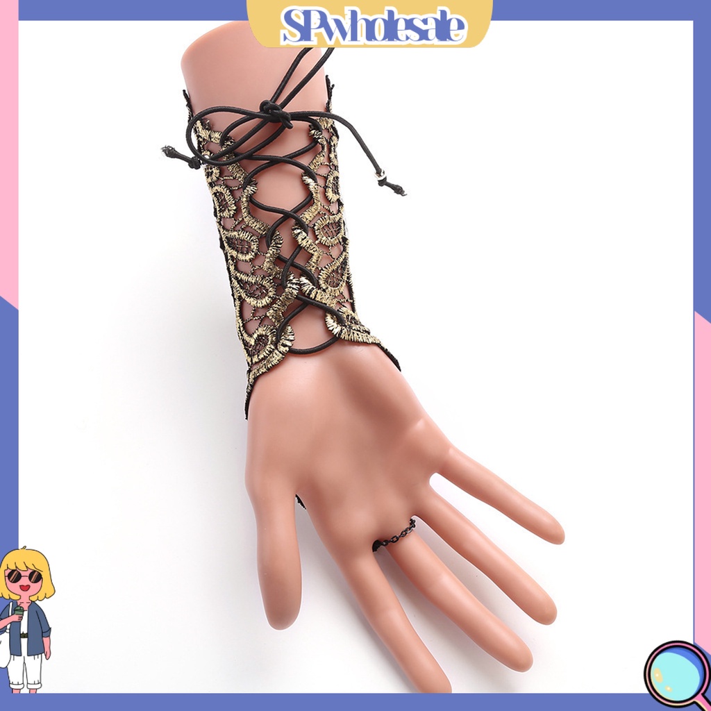 <SPwholesale> 1 Đôi Găng Tay Ren Hoa Xuyên Thấu Hóa Trang Halloween Cho Người Lớn