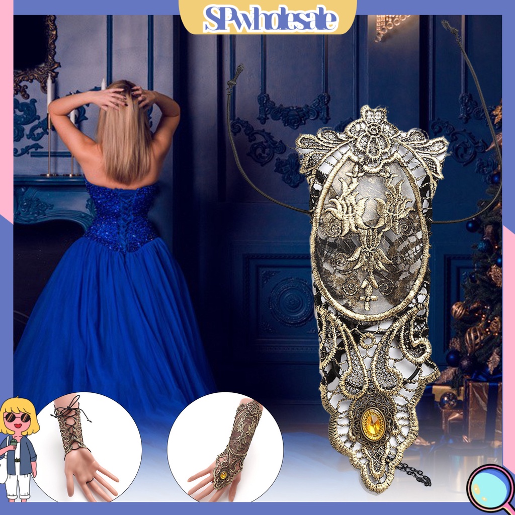 <SPwholesale> 1 Đôi Găng Tay Ren Hoa Xuyên Thấu Hóa Trang Halloween Cho Người Lớn