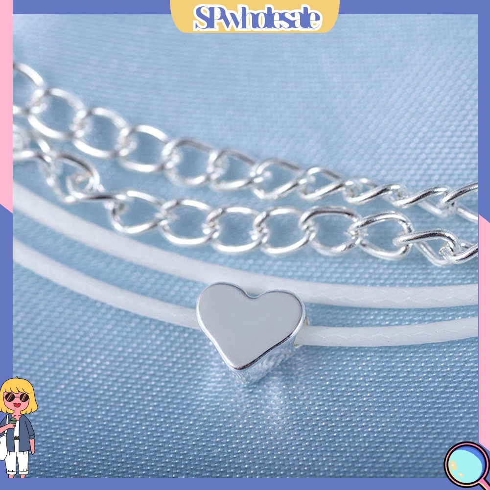 &lt;SPwholesale&gt; Lắc Chân Nhiều Lớp Mặt Hình Trái Tim Thời Trang Mùa Hè Cho Nữ