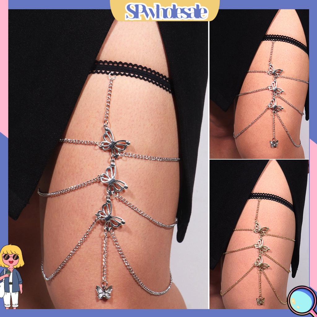 &lt;SPwholesale&gt; Dây Xích Đeo Đùi Nhiều Lớp Mạ Điện Lâu Trôi Hình Bướm Cho Nữ Đi Club