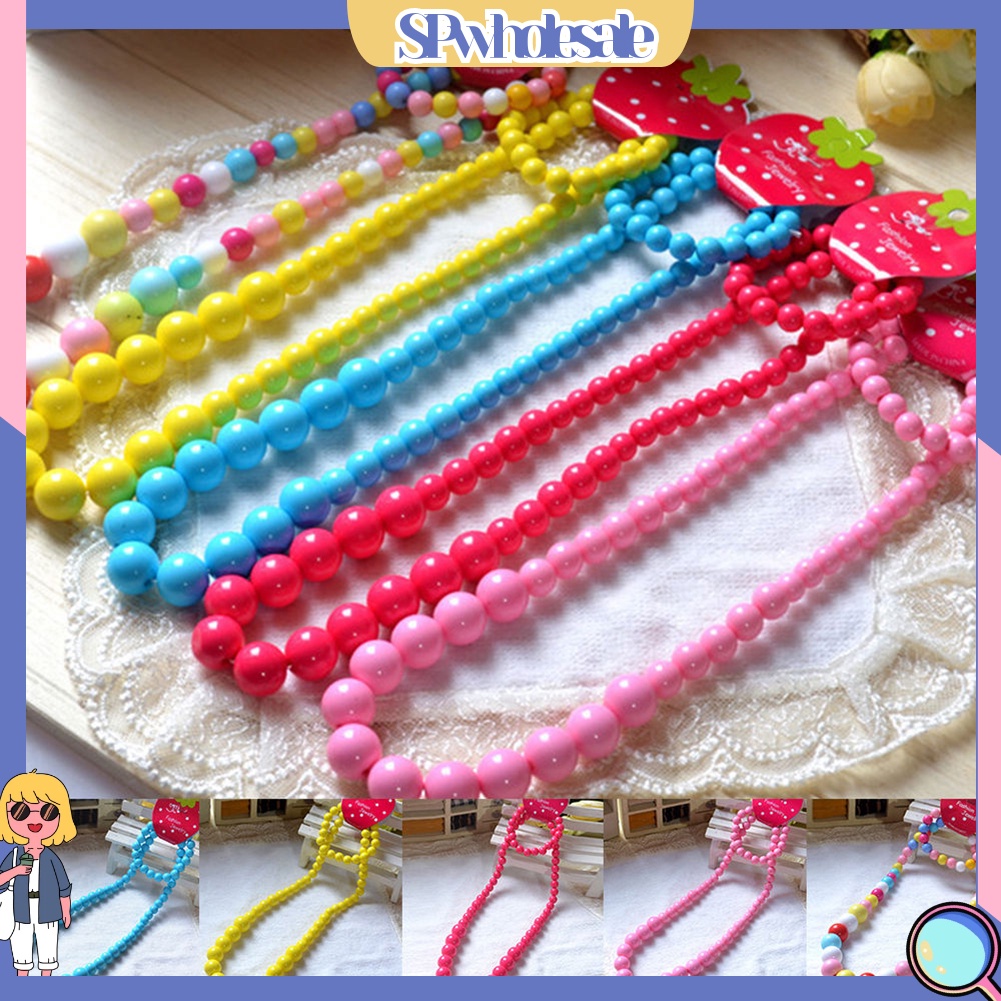 &lt;SPwholesale&gt; Vòng cổ Chuỗi Hạt Nhiều Màu Sắc Phong Cách Công Chúa Cho Bé Gái