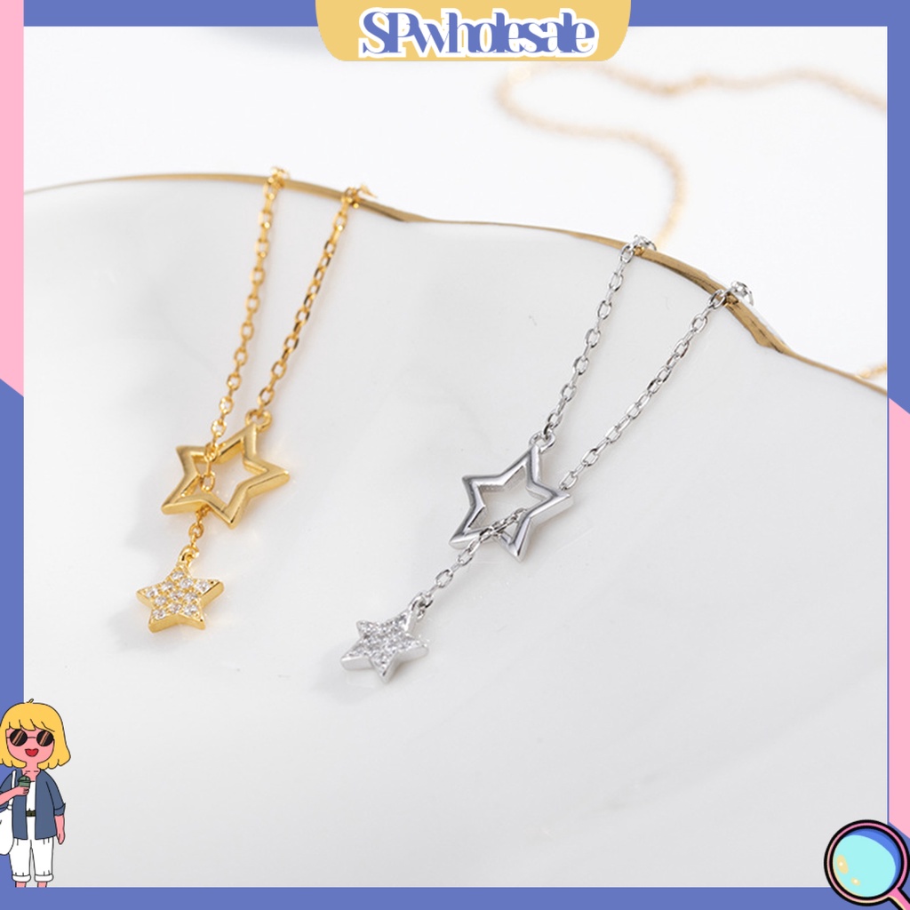 &lt;SPwholesale&gt; Vòng cổ Ngắn Mạ Bạc Hai Lớp Chống Gỉ Cho Cuộc Sống Hàng Ngày &lt; SPwholesale &gt;