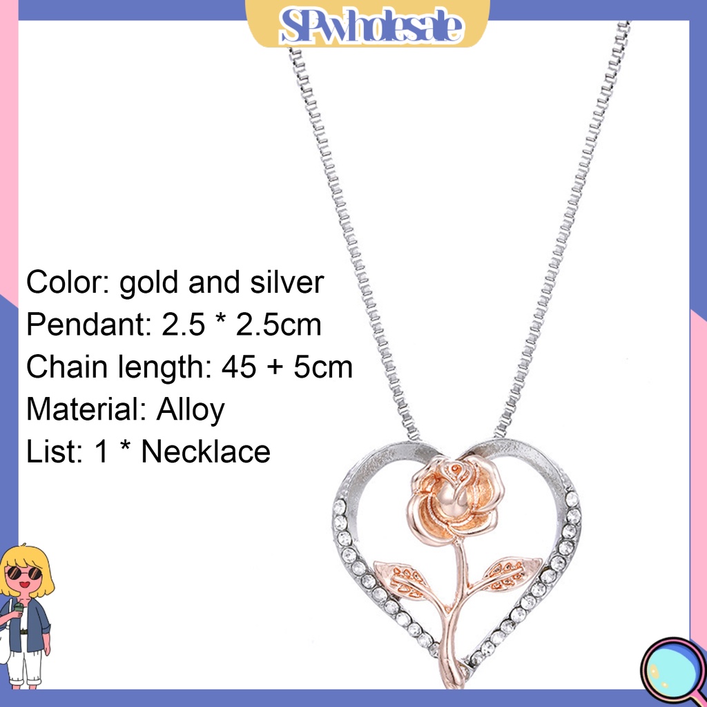 &lt;SPwholesale&gt; Vòng cổ Hợp Kim Mặt Hình Hoa Hồng Thanh Lịch Cho Nữ