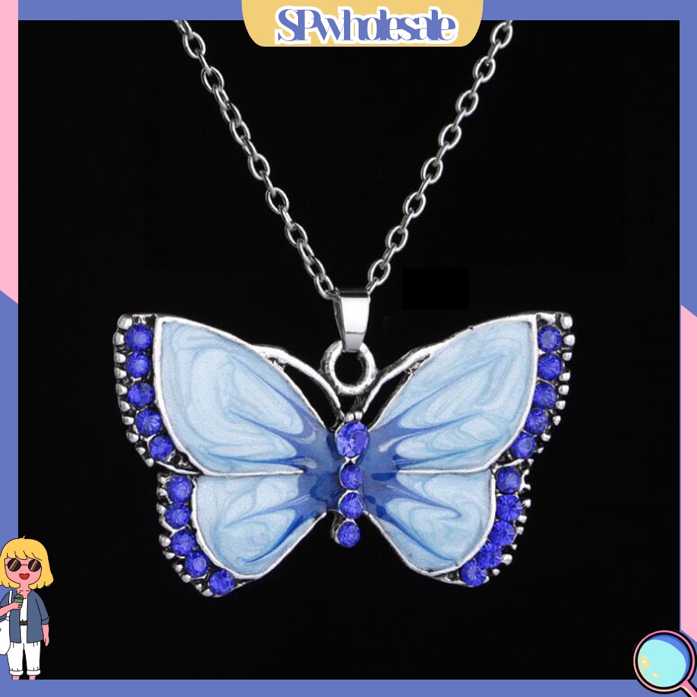 &lt;SPwholesale&gt; Vòng cổ Mặt Hình Bướm Đính Đá Phong Cách Retro