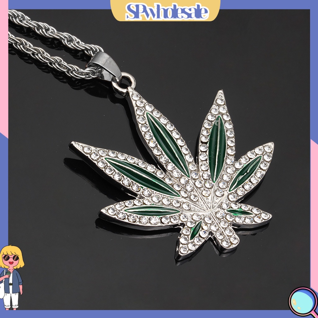 &lt;SPwholesale&gt; Vòng cổ Hợp Kim Mặt Hình Chiếc Lá Đính Đá Thời Trang