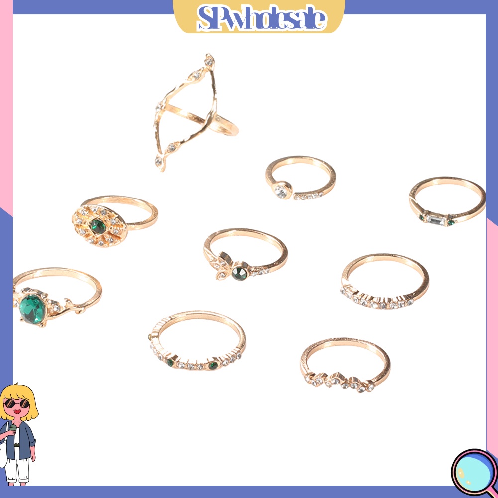 &lt;SPwholesale&gt; Set 9 Nhẫn Đeo Khớp Ngón Tay Thời Trang Nữ
