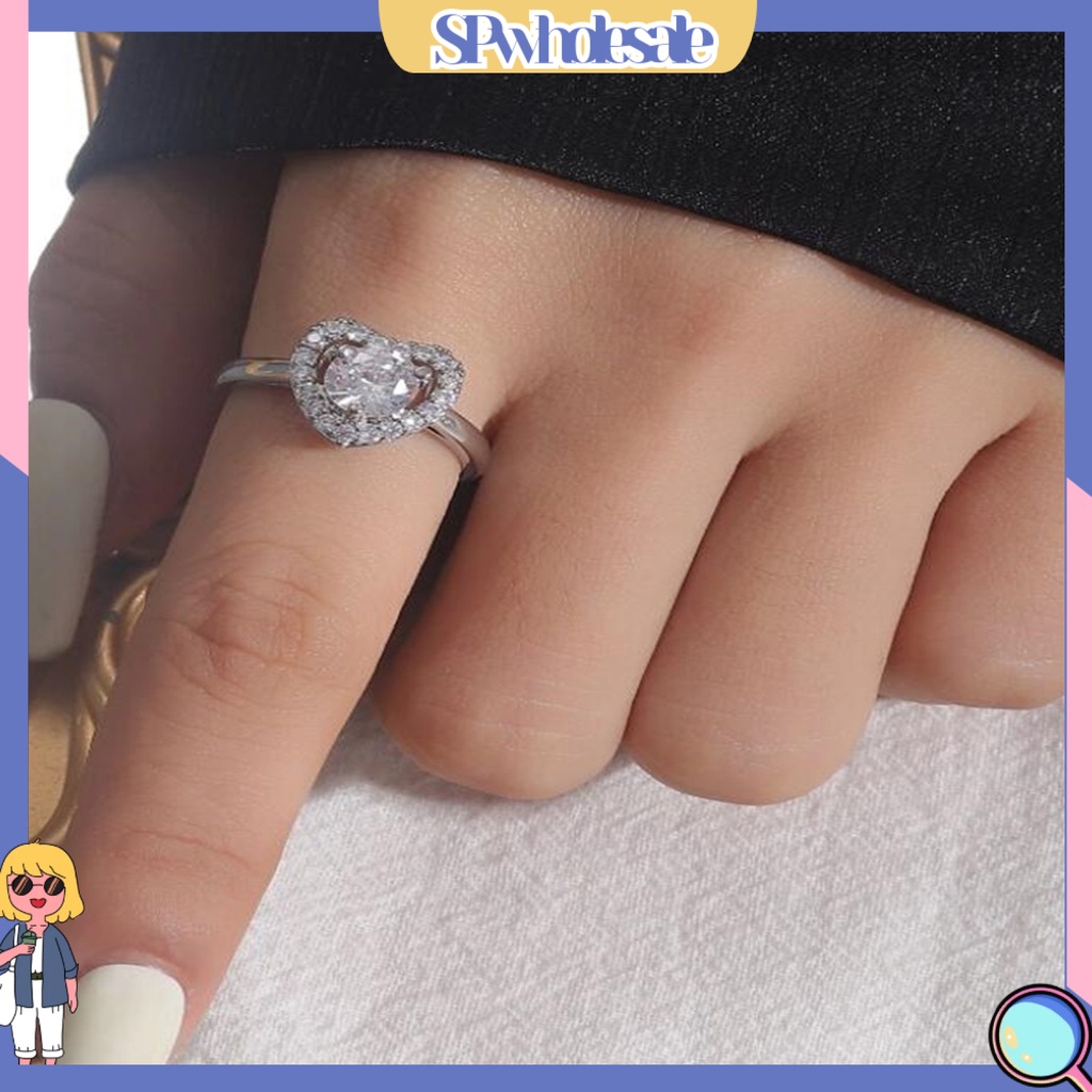 <SPwholesale> Nhẫn Khảm Đá Khối Trọng Lượng Nhẹ Nghệ Thuật Mặc Hàng Ngày Cho Nữ