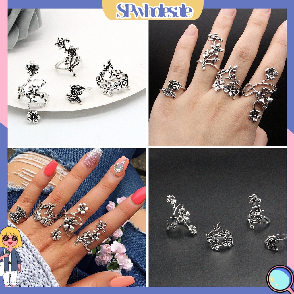 <SPwholesale> Set 4 Nhẫn Đeo Khớp Ngón Tay Phong Cách Trung Hoa Cổ Điển Dành Cho Nữ