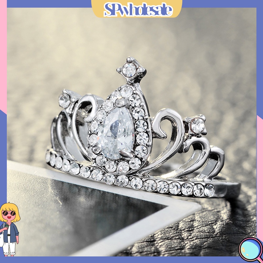 <SPwholesale> Nhẫn Hình Giọt Nước Đính Đá Hình Giọt Nước Sang Trọng Cho Nữ