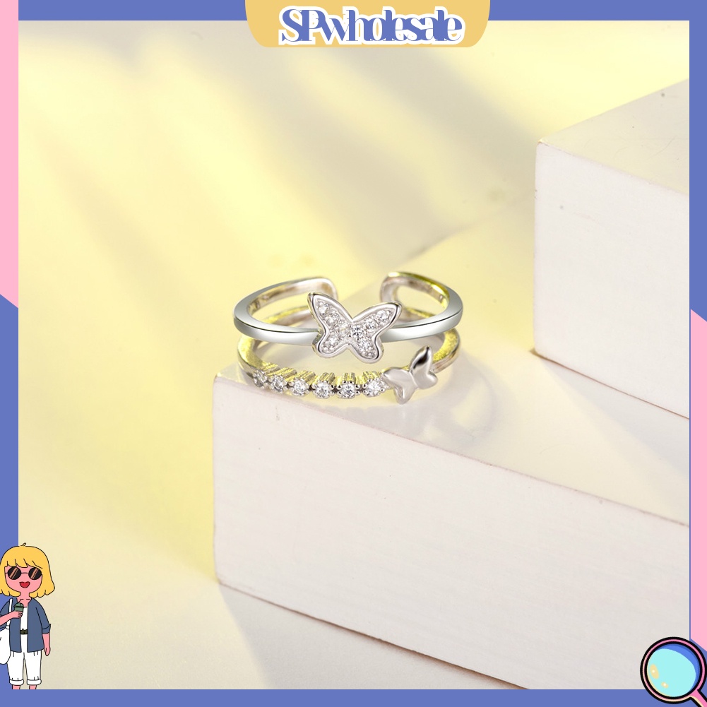 <SPwholesale> Nhẫn Hở Hình Bướm Ngọt Ngào Thời Trang Có Thể Điều Chỉnh Cho Nữ