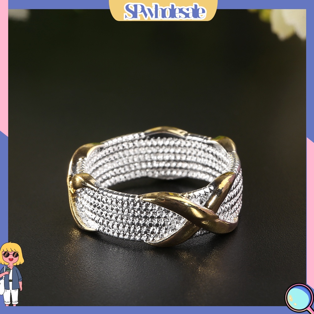 &lt;SPwholesale&gt; Nhẫn Mạ Bạc / Vàng Hình Chữ X Kích Thước 6 7 8 9 Thời Trang Cho Nữ