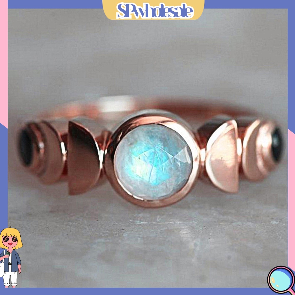 &lt;SPwholesale&gt; Nhẫn Đeo Tay Họa Tiết Mặt Trăng Khuyết Phong Cách Vintage Cho Nữ