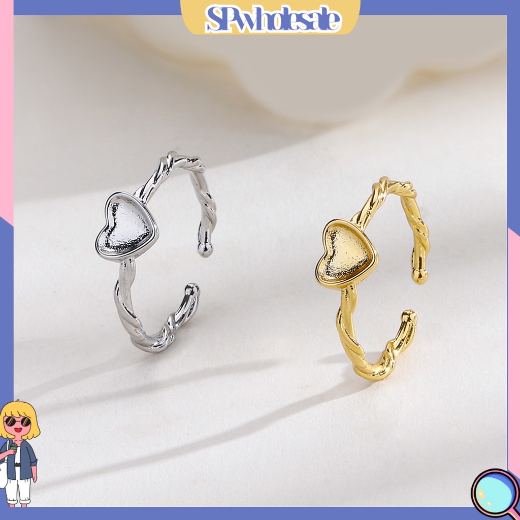 &lt;SPwholesale&gt; Nhẫn Hở Hình Trái Tim Màu Vàng Sang Trọng Có Thể Điều Chỉnh Cho Nữ