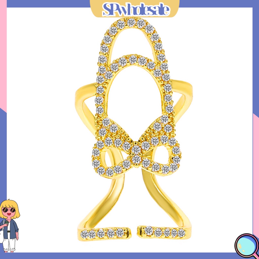 &lt;SPwholesale&gt; Nhẫn Mở Đính Đá Lấp Lánh Có Thể Điều Chỉnh Trang Sức Dự Tiệc Cho Bạn Gái