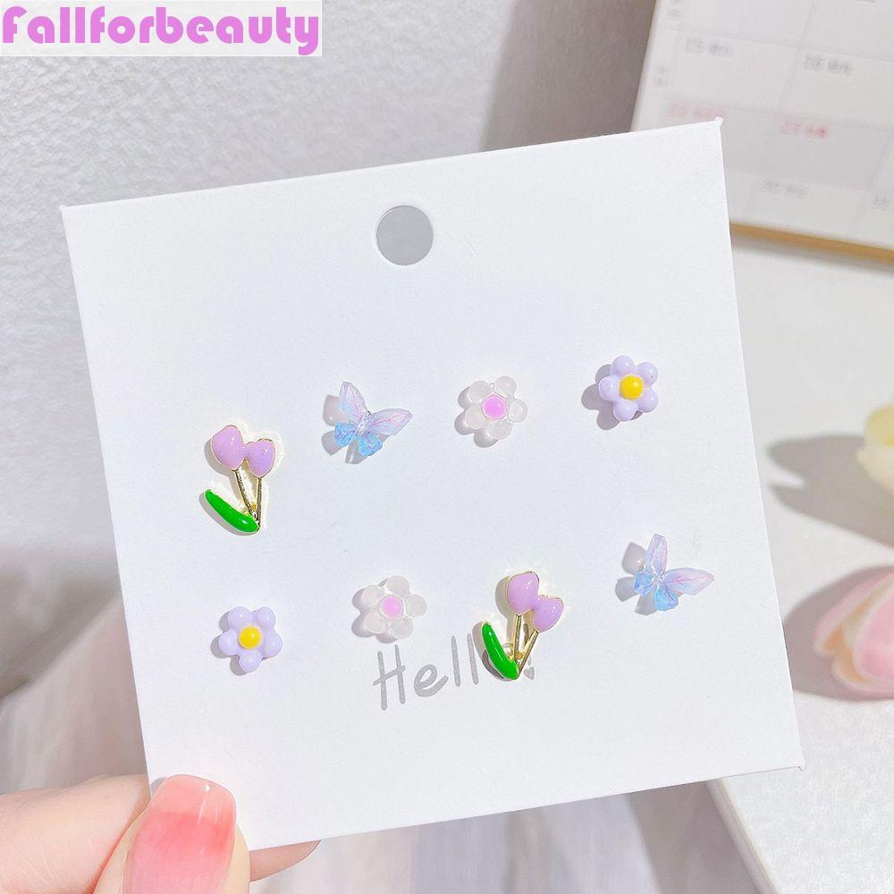 Bông Tai Hình Hoa Và Bướm Bằng Hợp Kim Phong Cách Hàn Quốc Cho Nữ