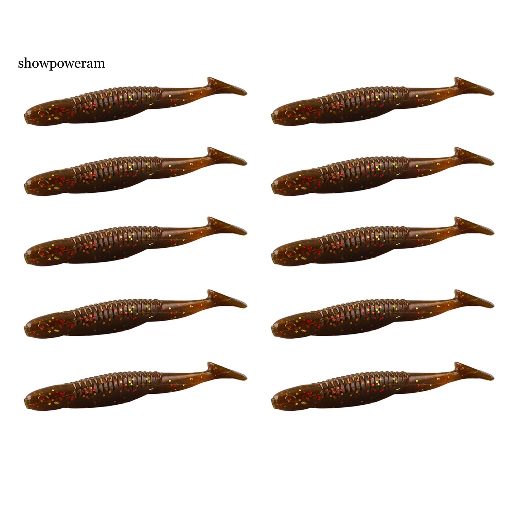 Set 10 Mồi Câu Cá Nhân Tạo Bằng PVC Mềm Hình Chữ T Tiện Dụng