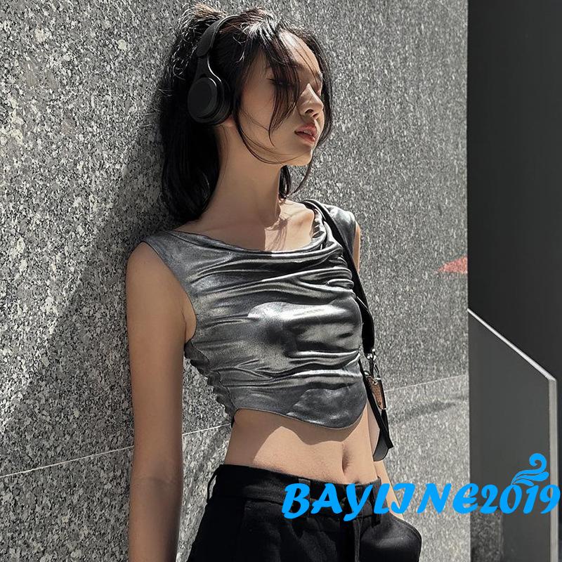 Áo Không Tay Cổ Tròn Dáng Ôm Màu Trơn Thời Trang Mùa Hè Dành Cho Nữ