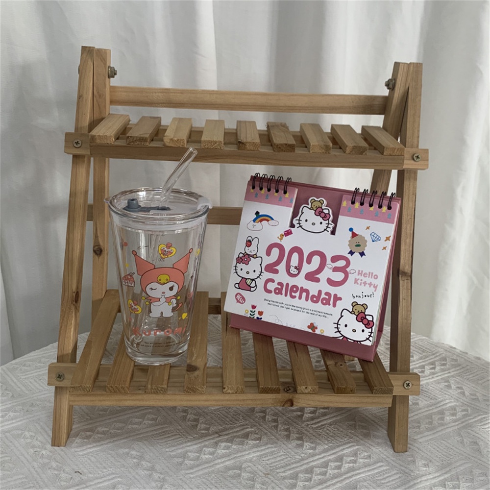 Cốc Thủy Tinh Uống Trà Sữa Có Ống Hút Dung Tích Lớn Màu Sắc Xinh Xắn