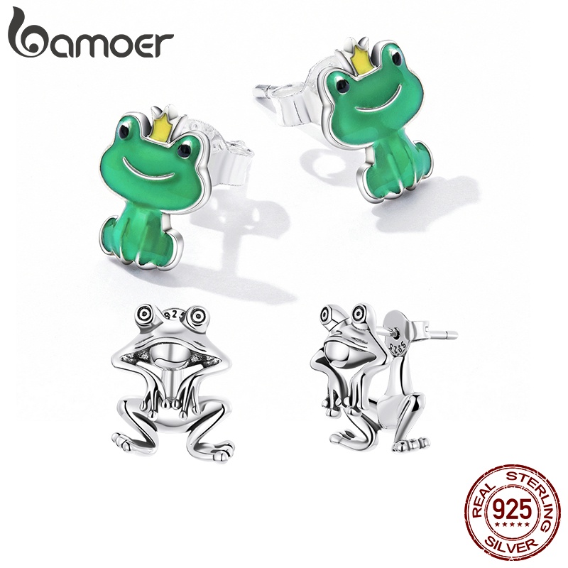 BAMOER Bông Tai bạc 925 HìNh ẾCh ĐíNh Đá ThờI Trang Cho Nữ SCE1380