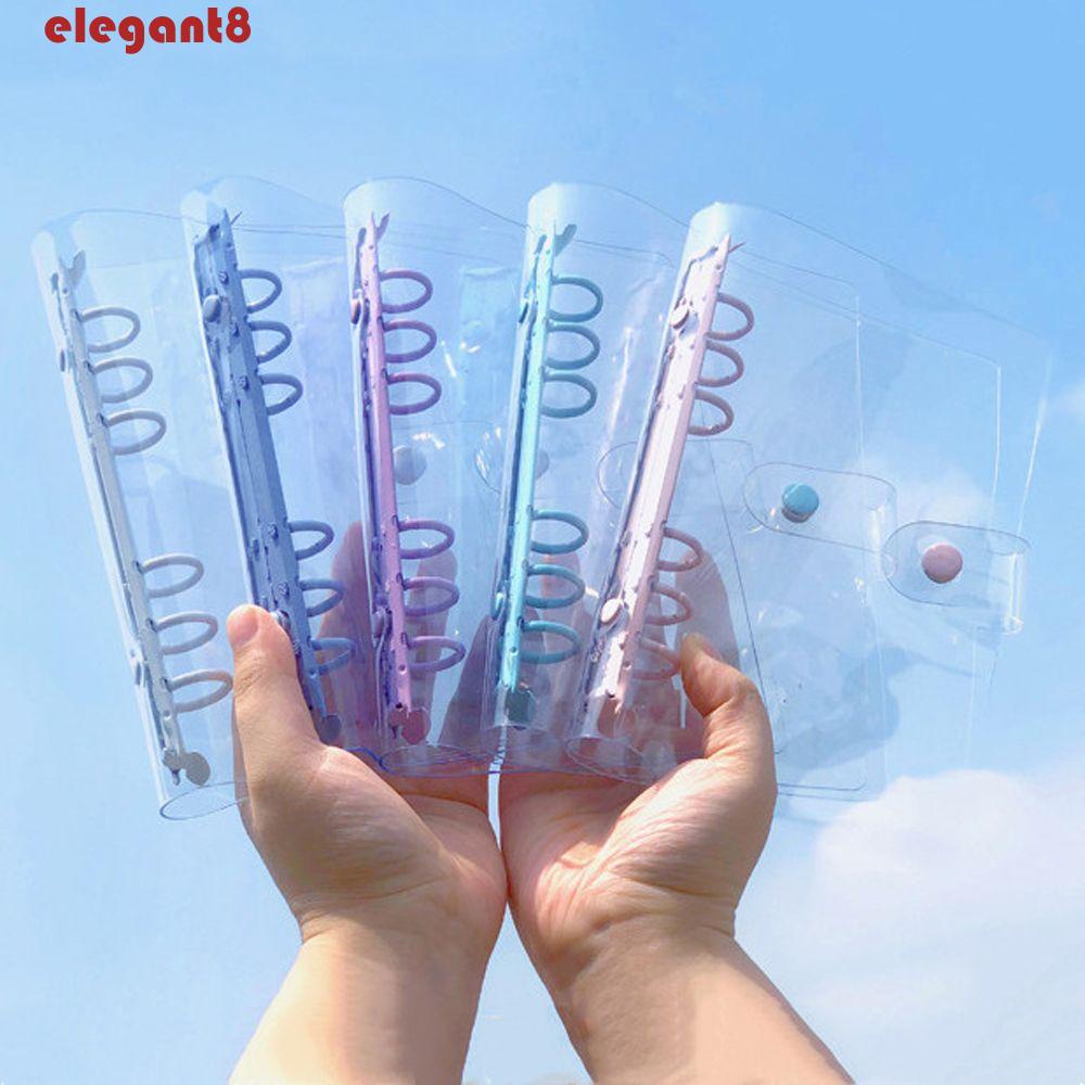 Vỏ Bọc Sổ Tay Nhật Ký 6 Lỗ Chống Nước Màu Hồng / Xanh Dương Tím Thanh Lịch