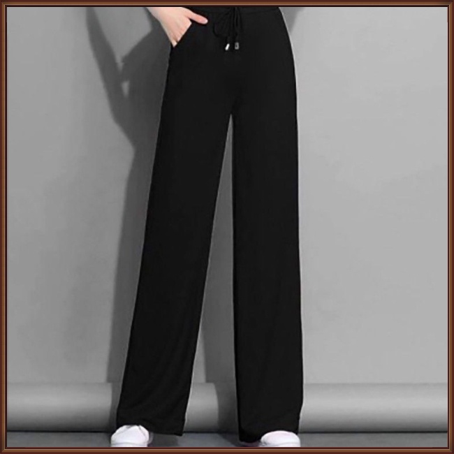 Quần ống rộng Lưng Cao Màu Trơn Đơn Giản Thời Trang Cho Nữ