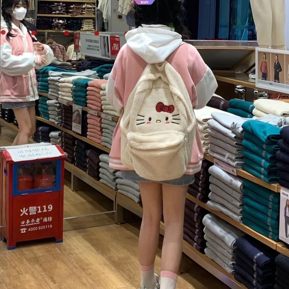 Balo Đeo Vai Y2k Vải Bông Thêu Họa Tiết Sanrio Hello Kitty Dễ Thương Sức Chứa Lớn Phong Cách Nhật Bản Cho Nữ