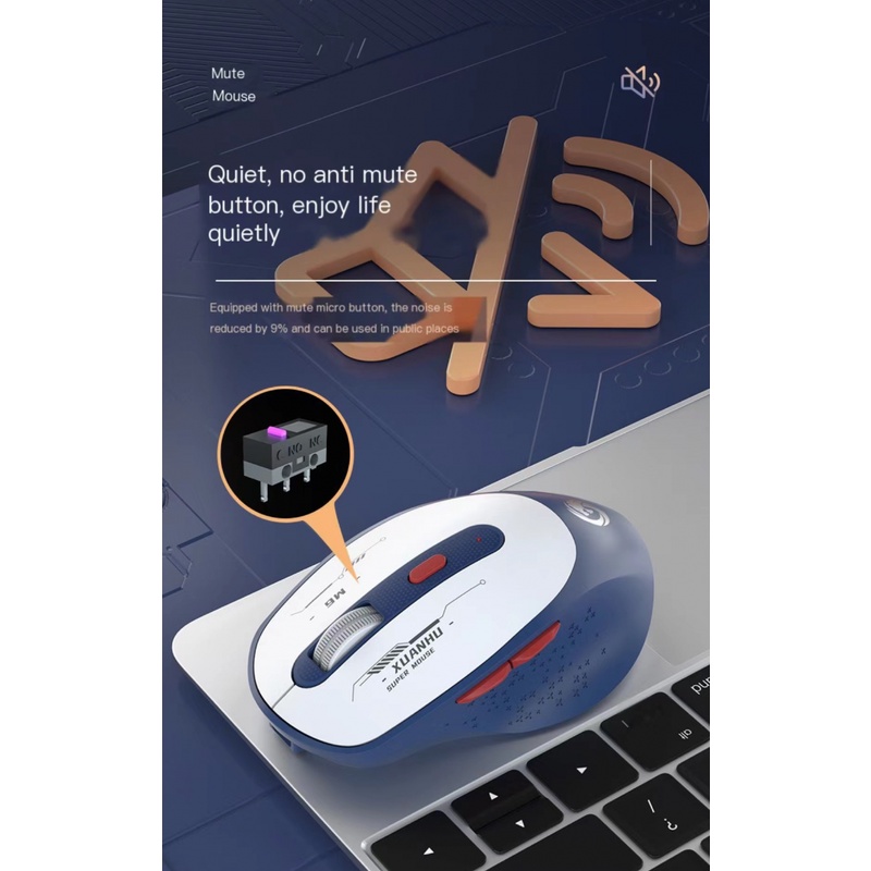 Chuột Không Dây Bluetooth Sạc M6 Mecha 1200dpi 6 Nút Bấm Dùng Cho Văn Phòng / PC / Laptop