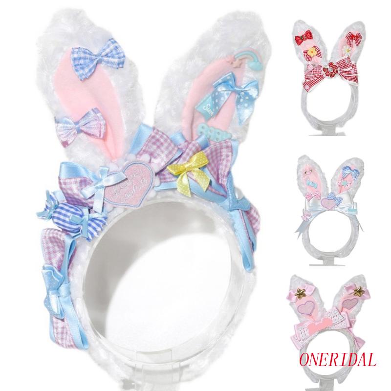 Băng Đô Tai Thỏ Họa Tiết Hoạt Hình Phong Cách Lolita