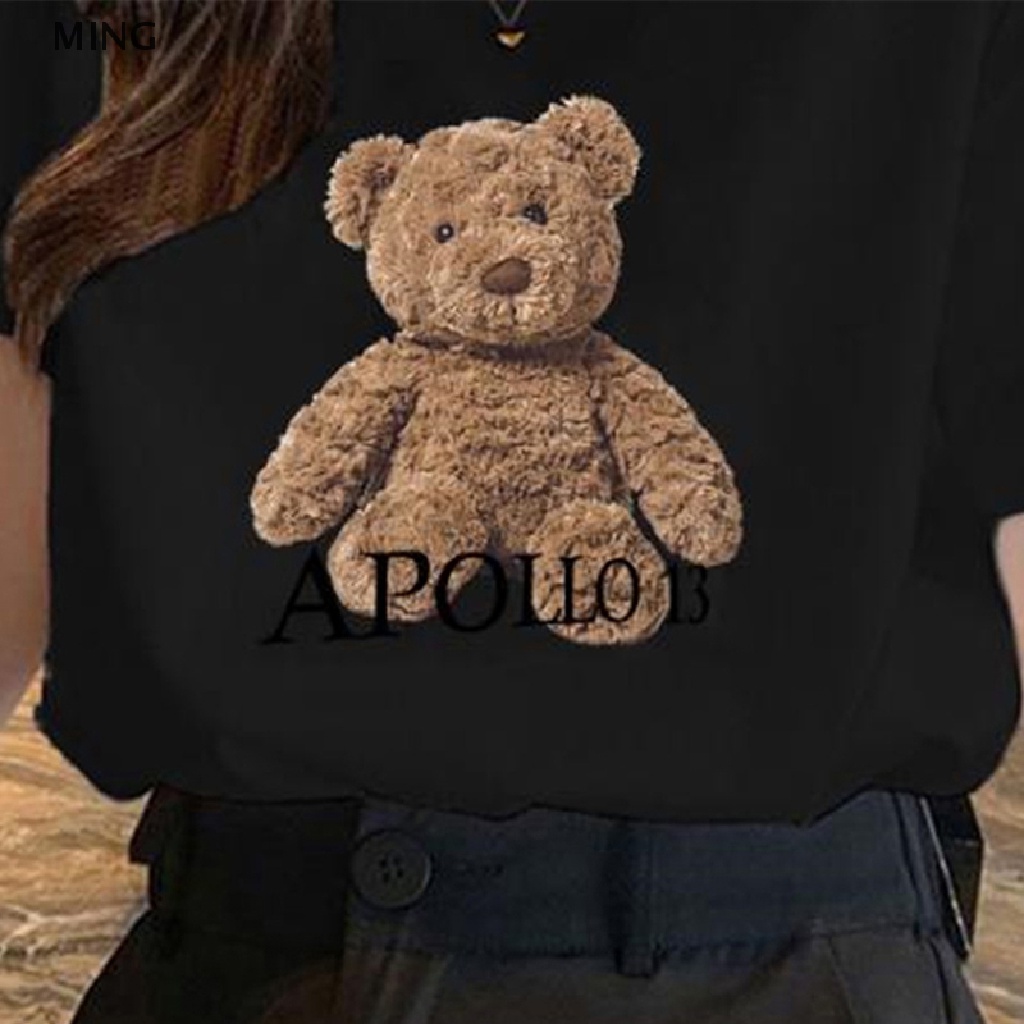 Áo Thun Tay Ngắn Cổ Tròn In Hình Gấu Hoạt Hình Dành Cho Nữ