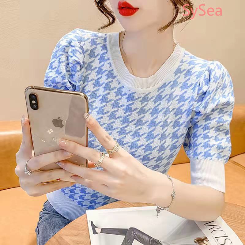 Áo Dệt Kim Cổ Tròn Dáng Rộng Thời Trang Mùa Hè Cho Nữ