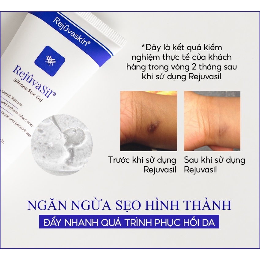 Gel giảm sẹo REJUVASKIN Rejuvasil làm xẹp sẹo lồi, sẹo phì đại 10ml, 15ml, 30ml