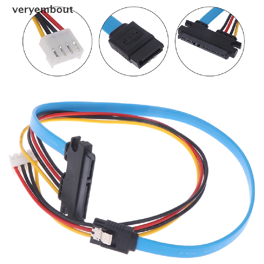 Cáp Tích Hợp Ổ Cứng 4Pin Female &amp; SATA 3.0 Male Sang SATA 22Pin (7 + 15Pin) Dài 40cm n