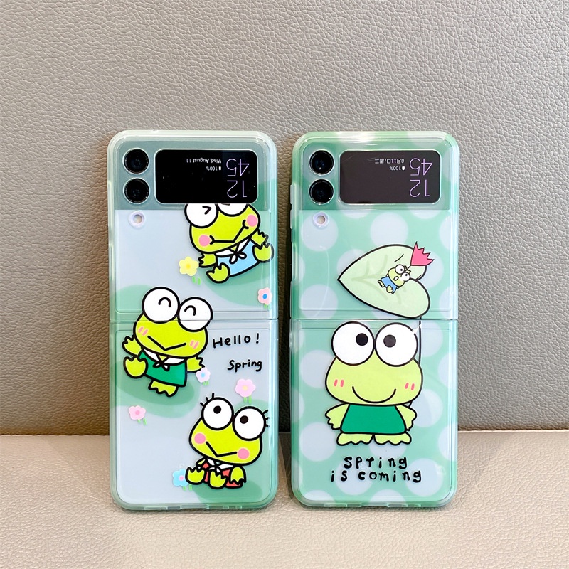 Ốp Điện Thoại PC Cứng Hoạt Hình Kero Kero Keroppi Cho Samsung Galaxy Z Flip 3 Z Flip 4 W23 ZFlip3 ZFlip4