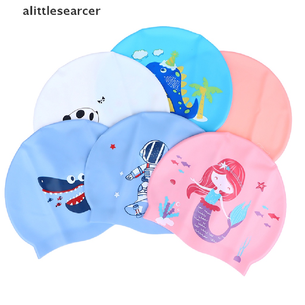 1 Mũ Bơi Silicone Co Giãn Chống Nước In Hình Dễ Thương Cho Bé