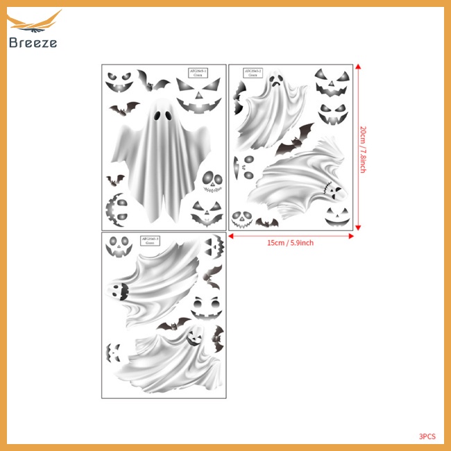 Bộ 3 Miếng Dán Tường Dạ Quang Chống Nước Chủ Đề Halloween