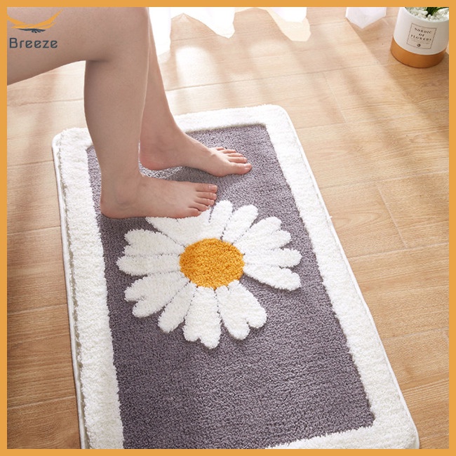 Thảm lót cửa chùi chân Mềm Mại Thấm Hút Tốt Chống Trượt Họa Tiết Hoa Cúc Xinh Xắn