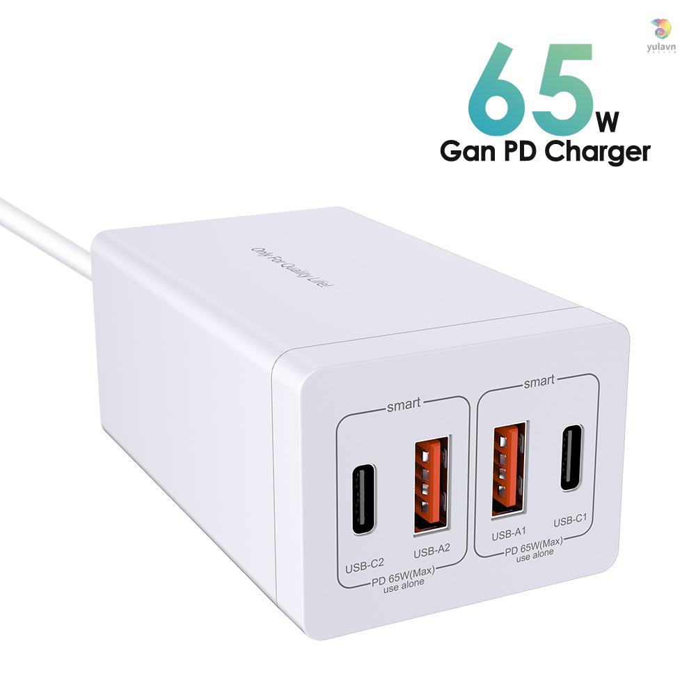 Trạm Sạc Nhanh 4 Cổng USB GAN 65W QC4.0 QC PD3.0 PD Type-C Cho Điện Thoại / Máy Tính Bảng / Laptop