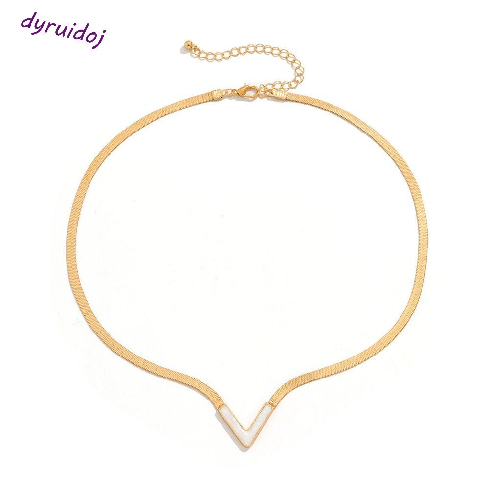 Vòng cổ Mặt Chữ V DYRUIDOJ1 Phong Cách Retro|Vòng cổ Choker Đồng Đơn Giản Cho Nữ