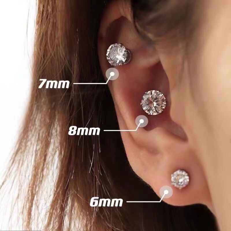 Bông Tai Nam Châm Hình Trái Tim Đính Đá Zircon Lớn Thời Trang Thanh Lịch Không Cần Xỏ Lỗ Dành Cho Trẻ Em Nam Nữ