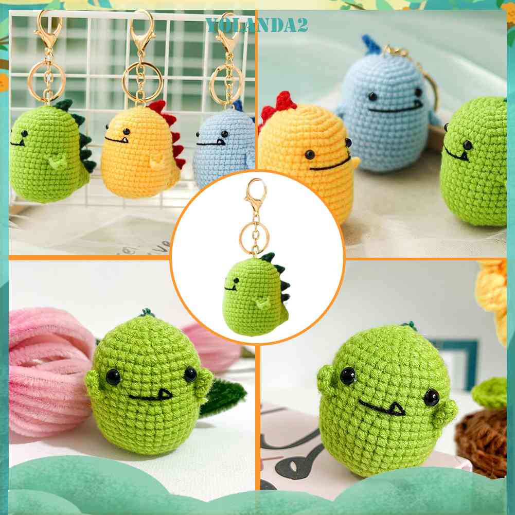 Móc Khóa Hình Khủng Long Đan Len Dễ Thương Cho Người Mới Bắt Đầu