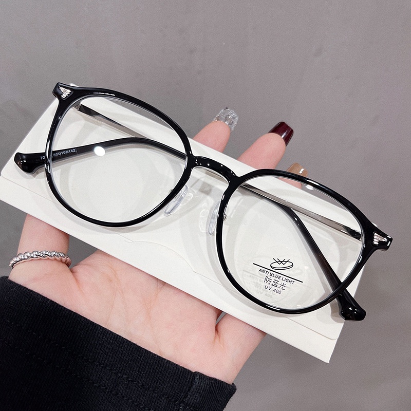 Mắt Kính Gọng Tròn Chống Bức Xạ Bằng Kim Loại Phong Cách Hàn Quốc Cổ Điển Dành Cho Nam Nữ