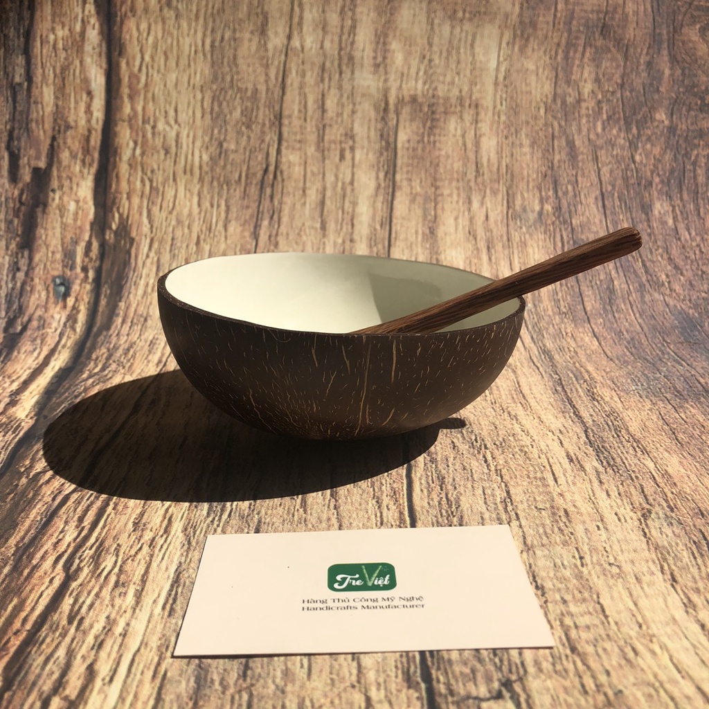 Gáo Dừa Tráng Men Sứ Trắng Thủ Công Dùng Ăn - Coconut Bowl