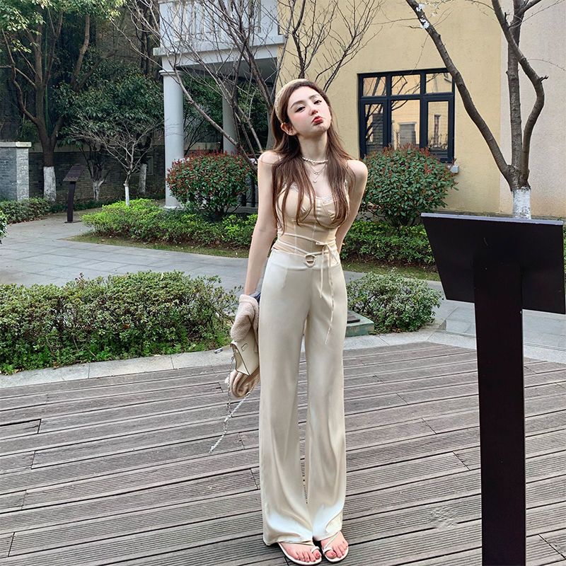 [F &amp; X] Quần Satin Ống Rộng Màu Trơn Dễ Phối Đồ Thời Trang Xuân Hè Cao Cấp