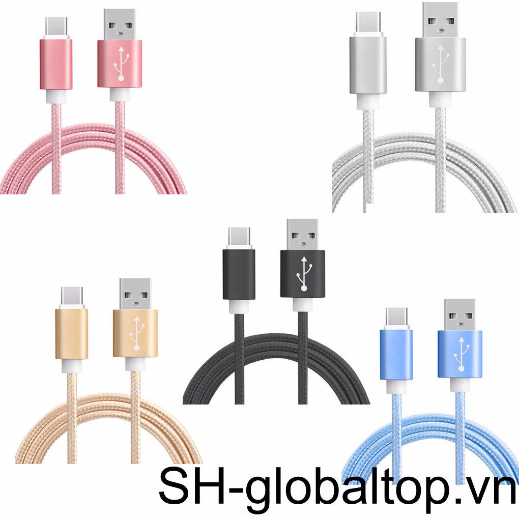 Dây Cáp Sạc Nhanh Truyền Dữ Liệu Type-C Bện Dây Dài 1M / 2 Cho Điện Thoại Di Động